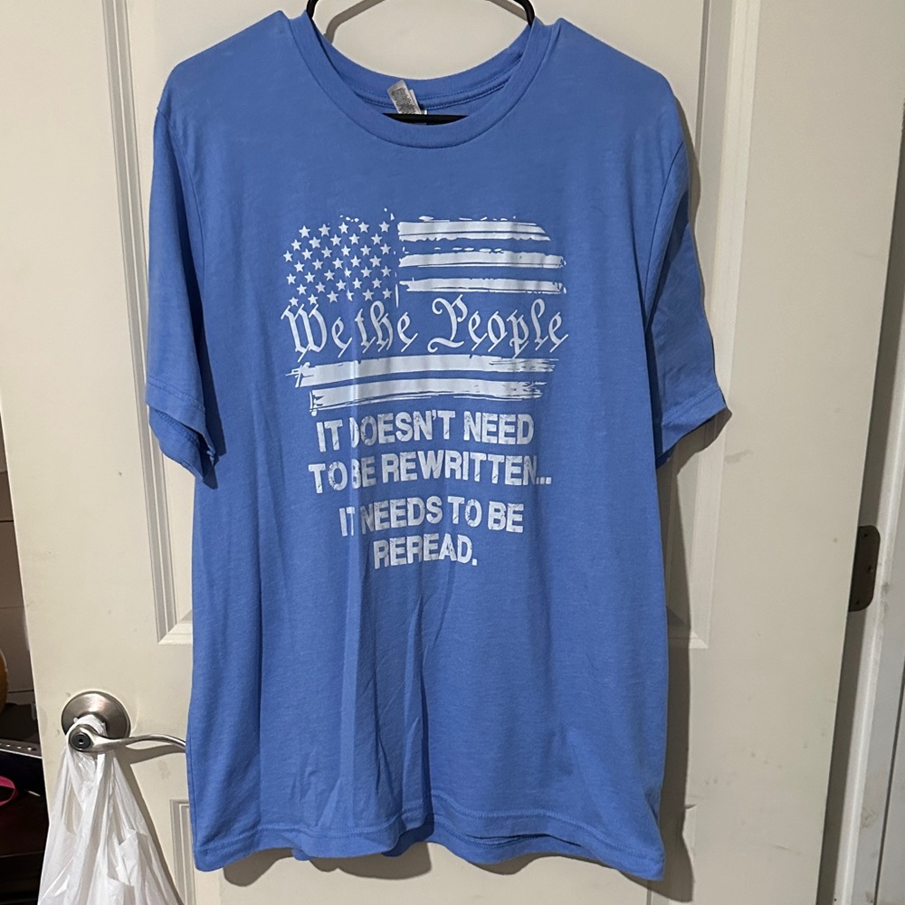 Bella Canvas Blue Short Sleeve Tee with White Patriotic Graphic